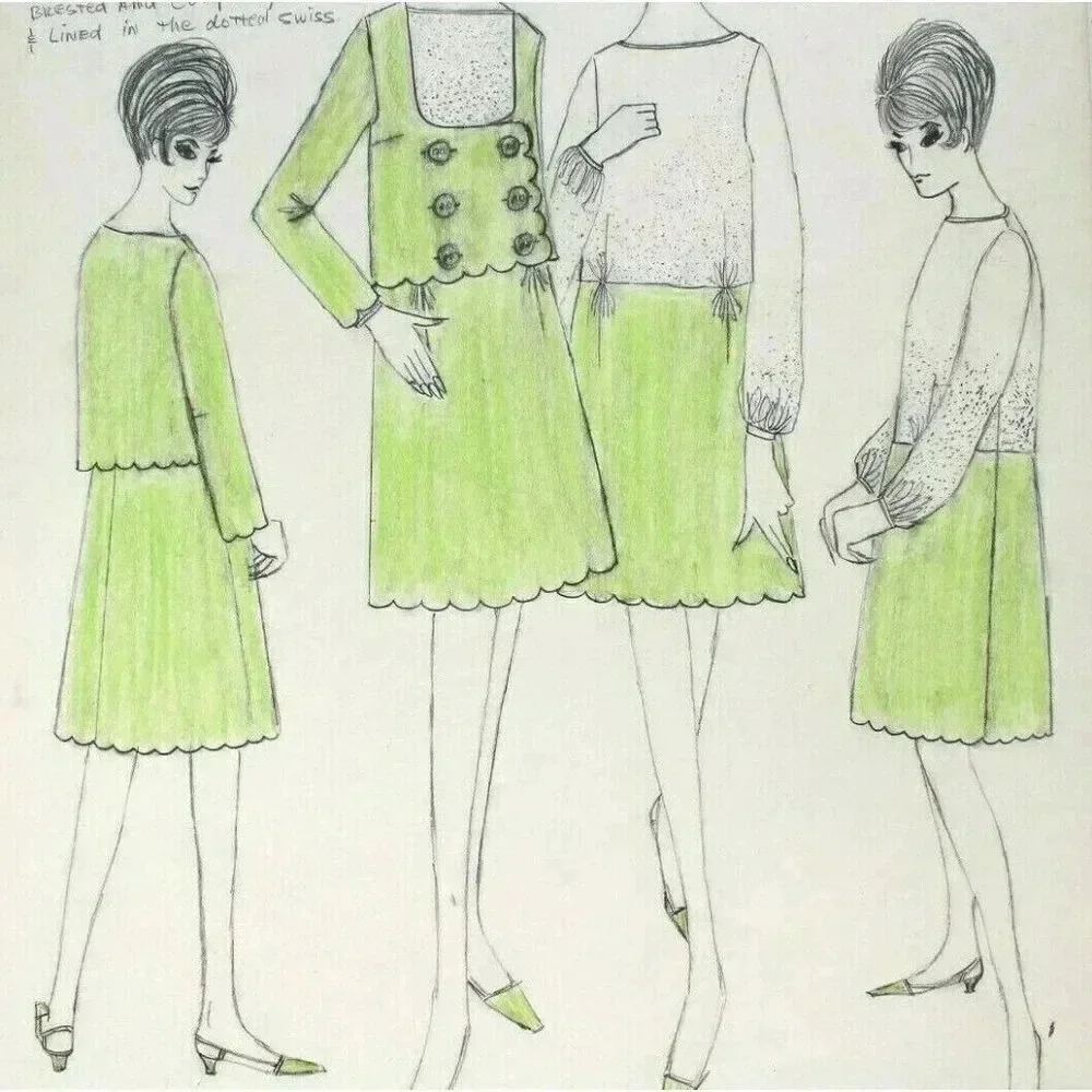 Vtg 1963 Retro MCM Fashion Designer Presentation (Mood) Sketch Board (22 of 40)